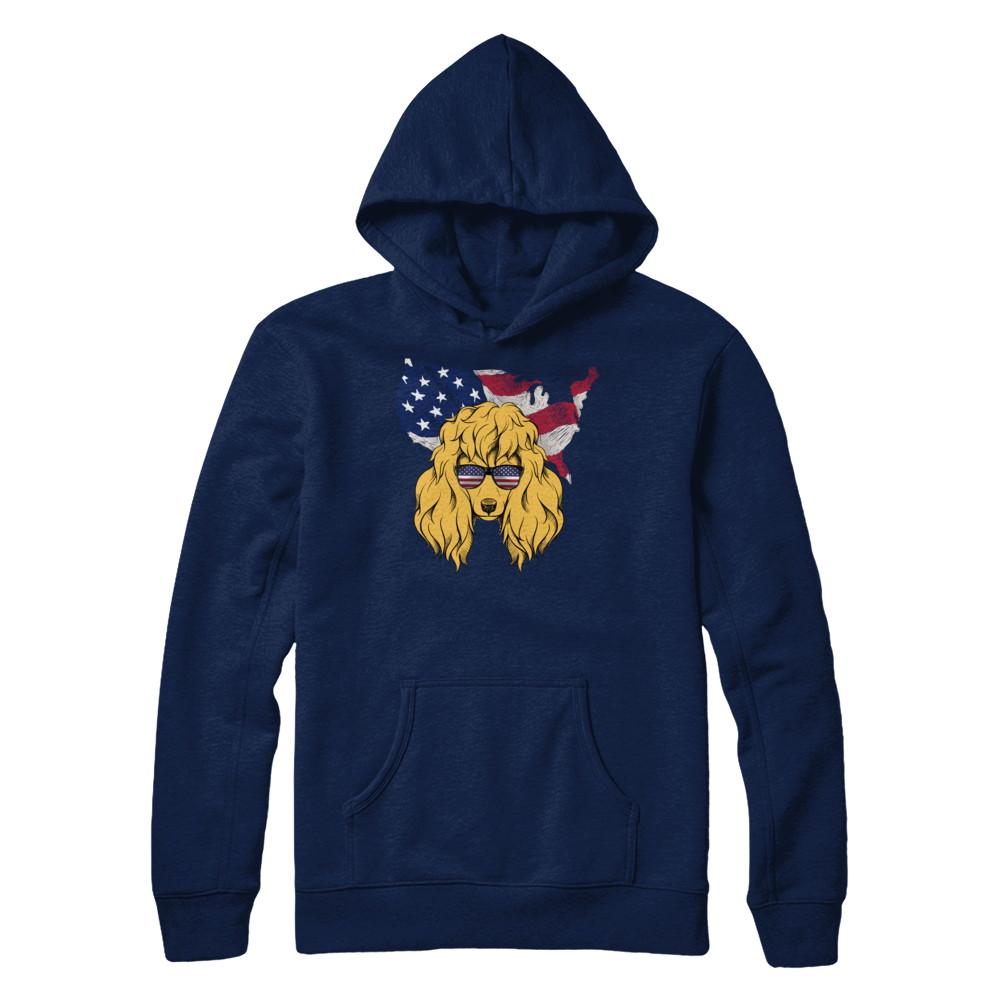 Funny Patriot Poodle Dog 4Th Of July American Flag-T-Shirt & Hoodie-Pullover Hoodie-Navy