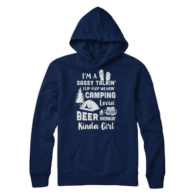 Sassy Talking Flip-Flop Camping Beer Kinda Girl-T-Shirt & Hoodie-Pullover Hoodie-Navy