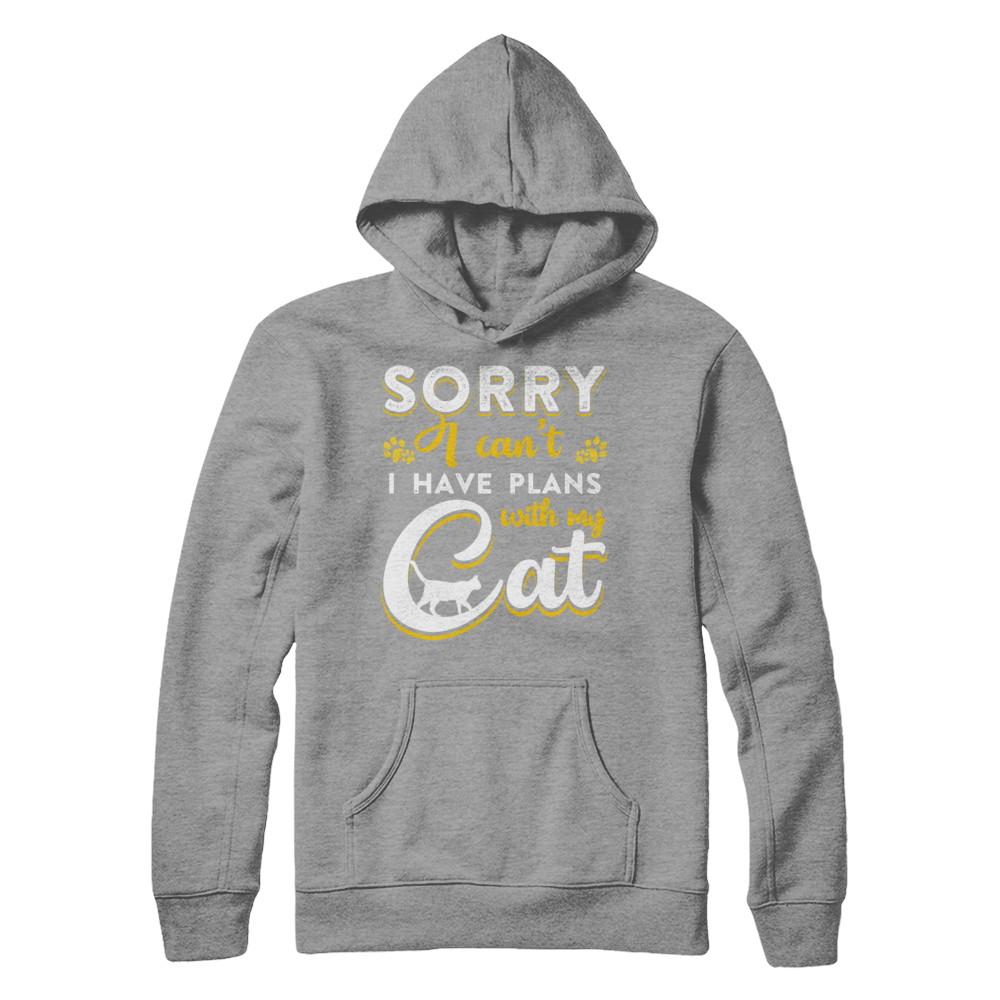 Sorry I Can't I Have Plans With My Cat-T-Shirt & Hoodie-Pullover Hoodie-Sport Grey