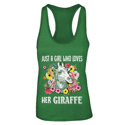 Just A Girl Who Loves Her Giraffe-T-Shirt & Tank Top-Women's Ideal Racerback Tank-Kelly Green
