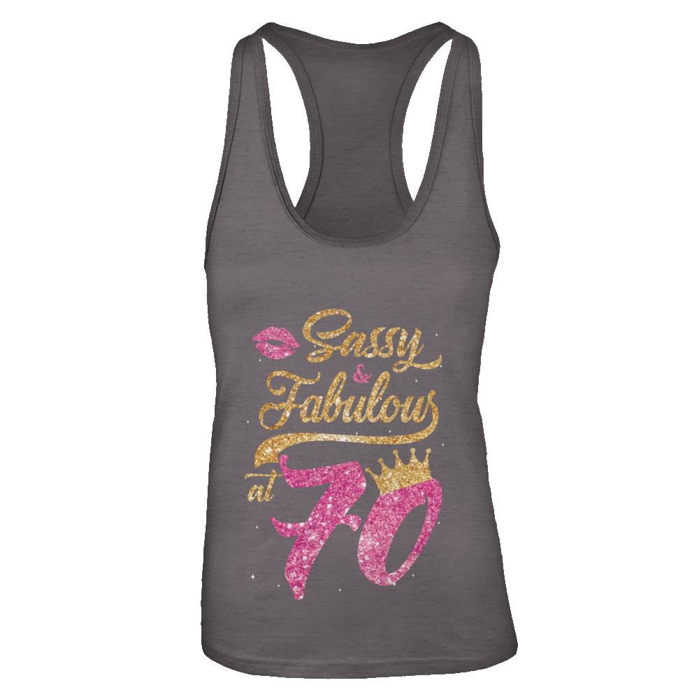 Sassy And Fabulous At 70th 1951 Birthday Gift-T-Shirt & Tank Top-Women's Ideal Racerback Tank-Dark Grey