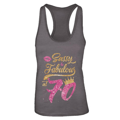 Sassy And Fabulous At 70th 1951 Birthday Gift-T-Shirt & Tank Top-Women's Ideal Racerback Tank-Dark Grey