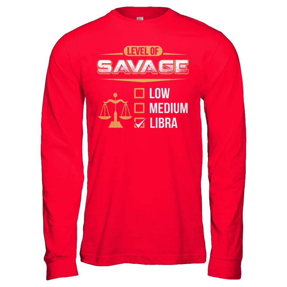 Level Of Savage Libra-T-Shirt & Hoodie-Long Sleeve T-Shirt-Red
