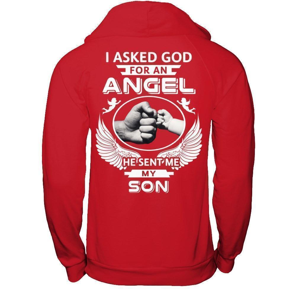 I Asked God For An Angel He Sent Me My Son-T-Shirt & Hoodie-Pullover Hoodie-Red