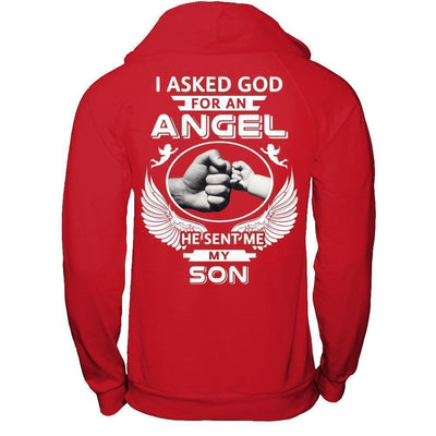 I Asked God For An Angel He Sent Me My Son-T-Shirt & Hoodie-Pullover Hoodie-Red