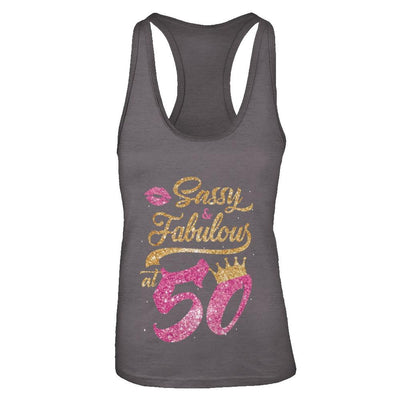 Sassy And Fabulous At 50th 1971 Birthday Gift-T-Shirt & Tank Top-Women's Ideal Racerback Tank-Dark Grey