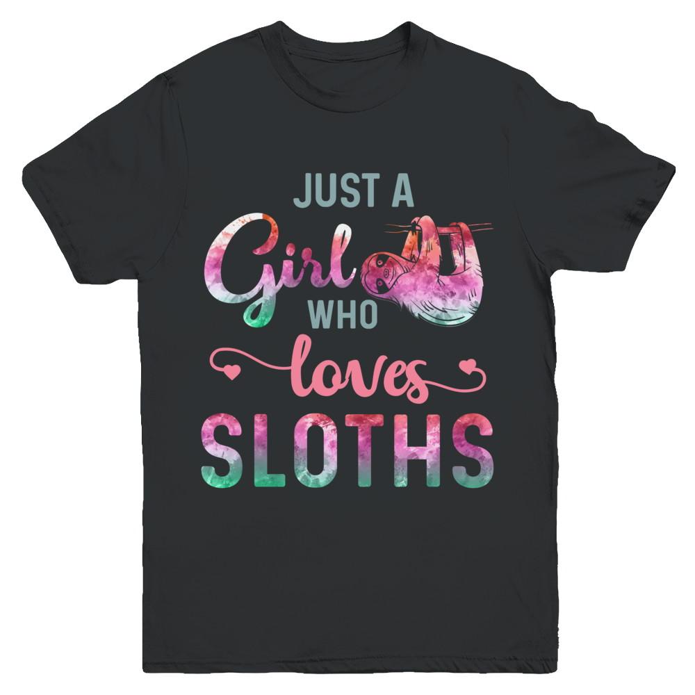 Just A Girl Who Loves Sloths Sloth Lover Youth-Youth Shirt-Youth T-Shirt-Black