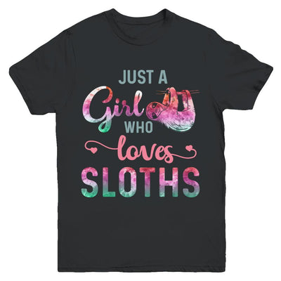 Just A Girl Who Loves Sloths Sloth Lover Youth-Youth Shirt-Youth T-Shirt-Black