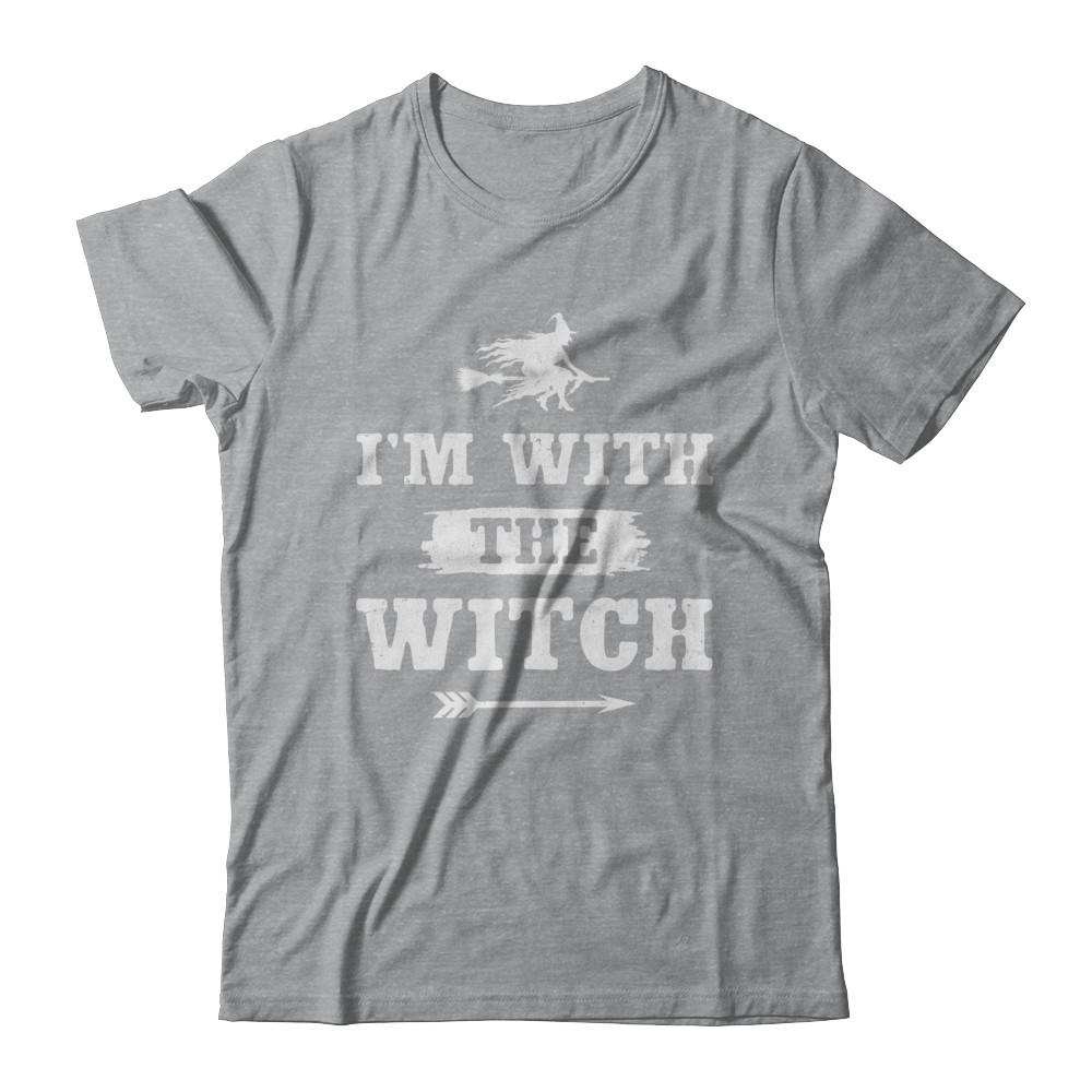 Halloween Couples Costume I'm With The Witch-T-Shirt & Hoodie-Classic T-Shirt-Sport Grey