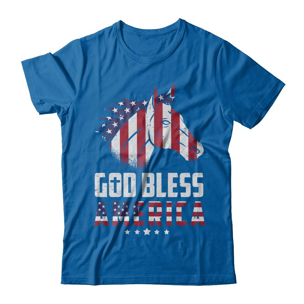 God Bless America Horse American Flag 4Th Of July-T-Shirt & Hoodie-Classic T-Shirt-Royal