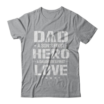 Dad A Son's First Hero A Daughter's First Love Daddy Fathers Day-T-Shirt & Hoodie-Classic T-Shirt-Sport Grey
