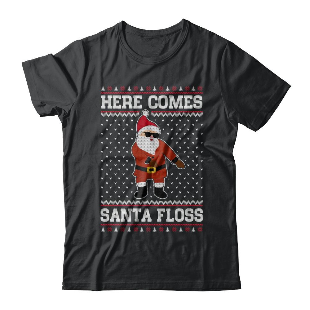 Here Comes Santa Floss Flossing Ugly Christmas Sweater