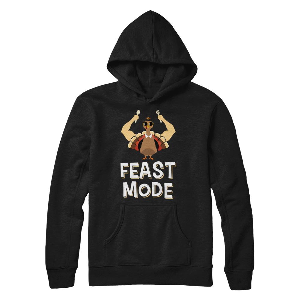 Feast Mode Food Funny Turkey Thanksgiving Day-T-Shirt & Sweatshirt-Pullover Hoodie-Black