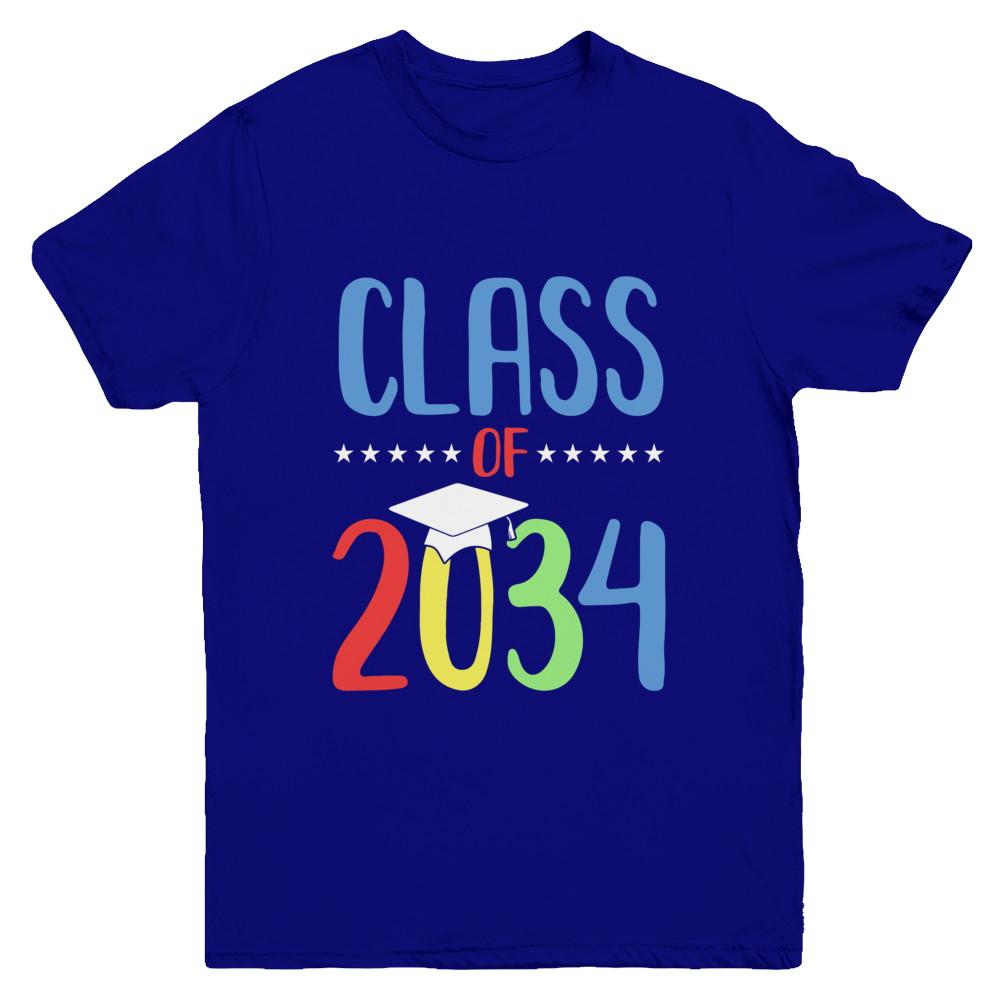 Grow With Me First Day Of School Class Of 2034 Youth-Youth Shirt-Youth T-Shirt-Navy