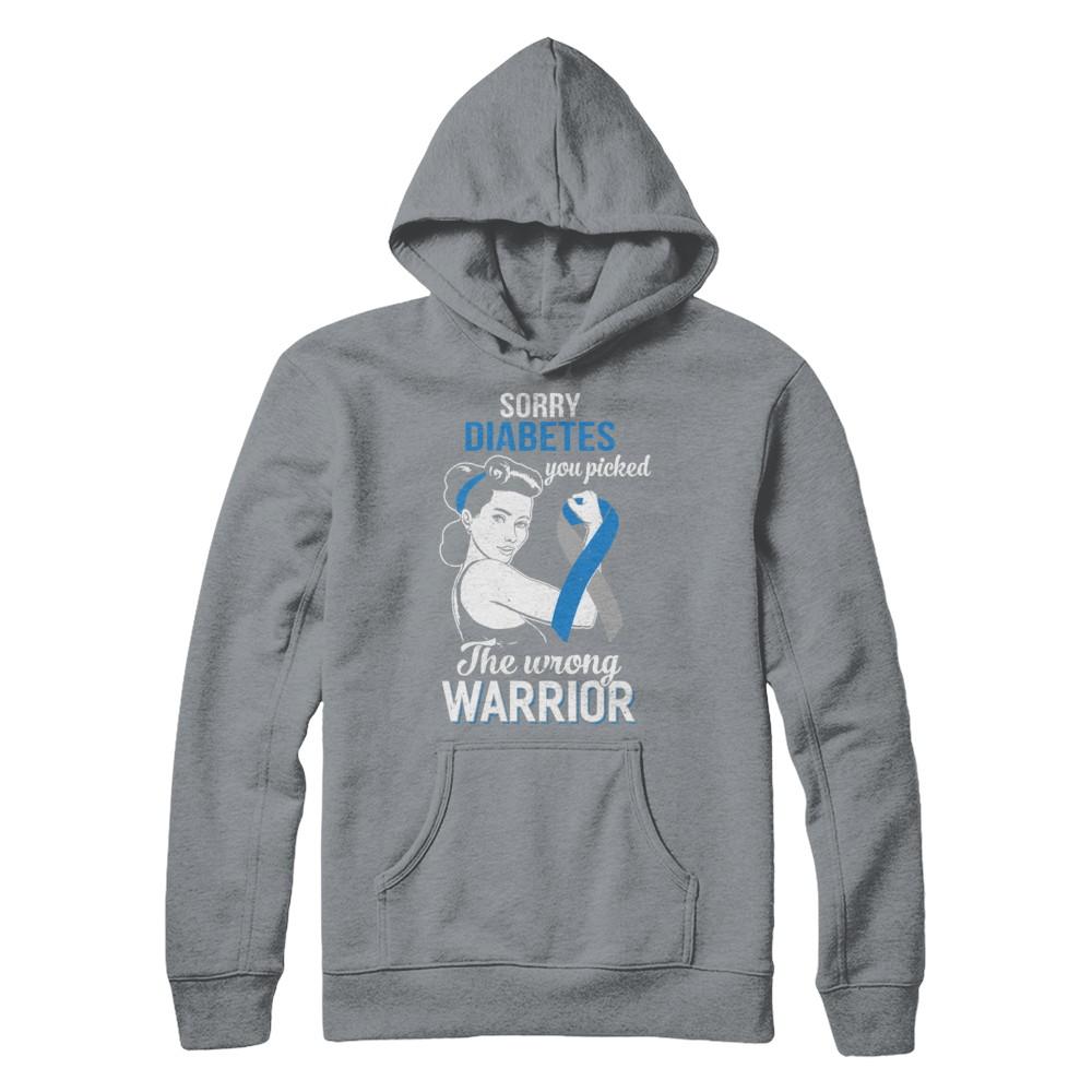 Sorry Diabetes You Picked The Wrong Warrior Diabetes-T-Shirt & Hoodie-Pullover Hoodie-Light Steel
