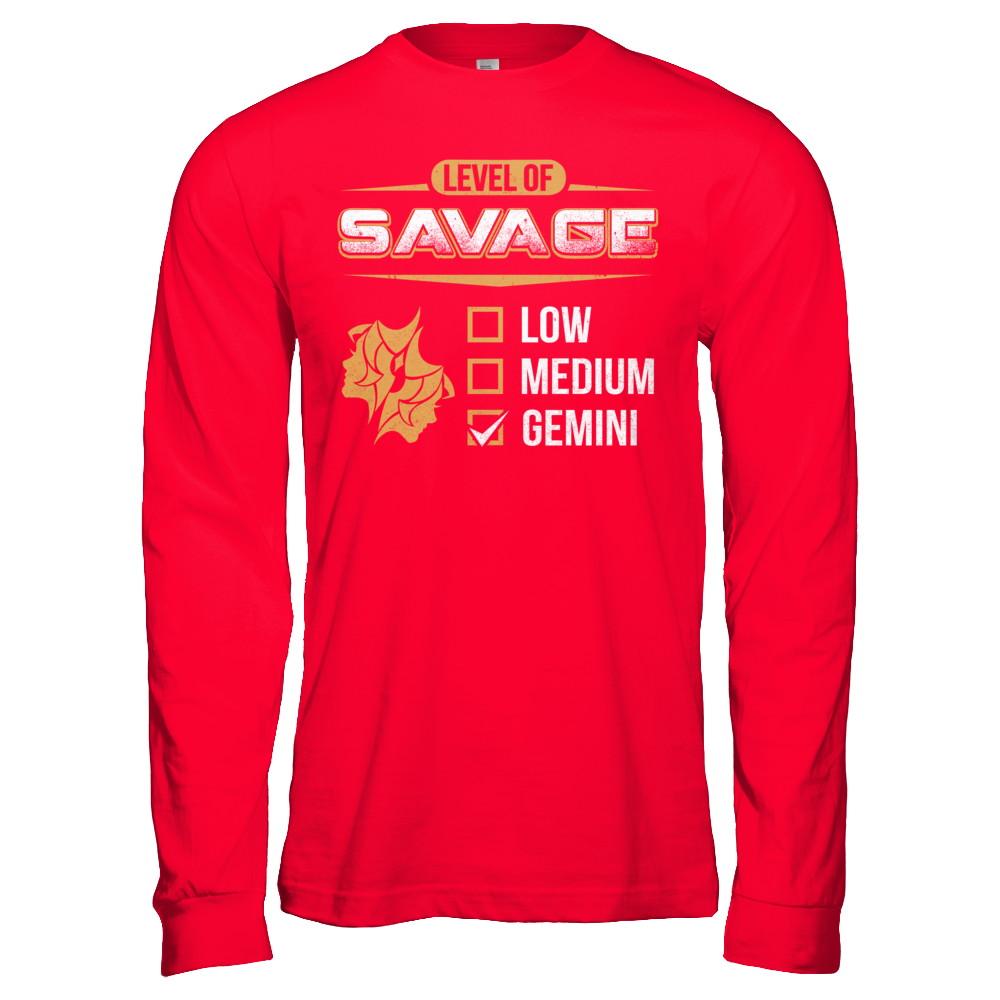 Level Of Savage Gemini-T-Shirt & Hoodie-Long Sleeve T-Shirt-Red