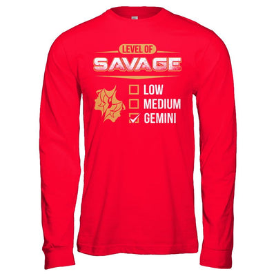 Level Of Savage Gemini-T-Shirt & Hoodie-Long Sleeve T-Shirt-Red