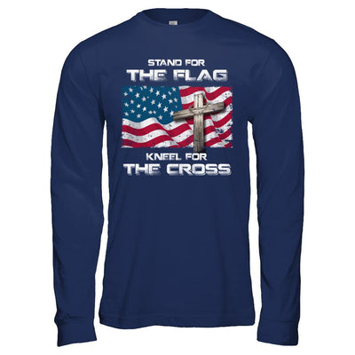 Stand For The Flag Kneel For The Cross-T-Shirt & Hoodie-Long Sleeve T-Shirt-Navy