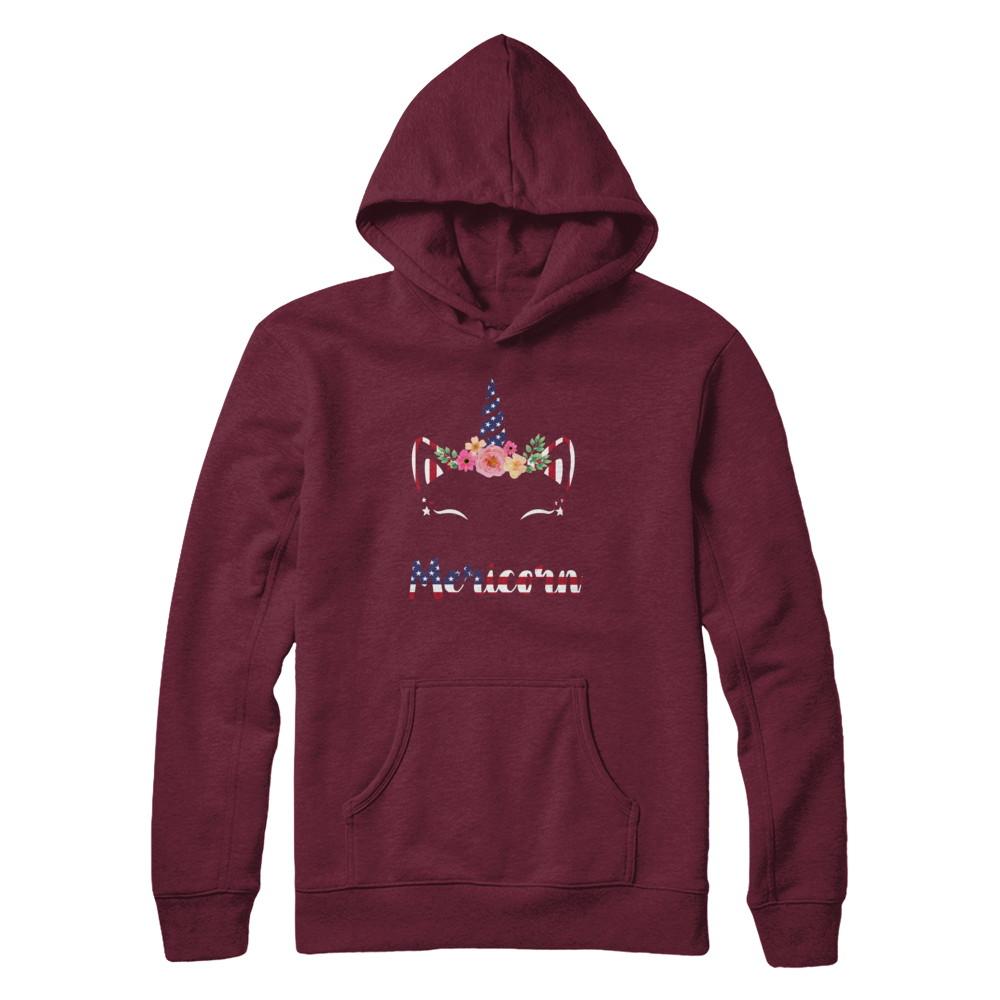 Independence Day Patriotic 4Th Of July Cat Unicorn Mericorn-T-Shirt & Hoodie-Pullover Hoodie-Maroon