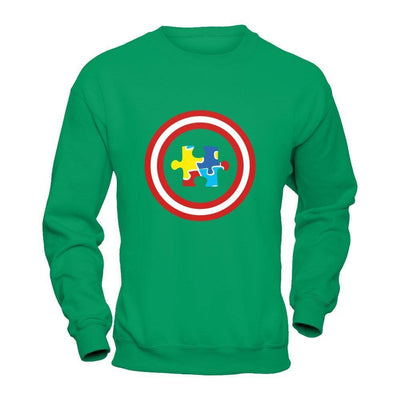 Captain Autism Awareness-T-Shirt & Hoodie-Crewneck Sweatshirt-Irish Green