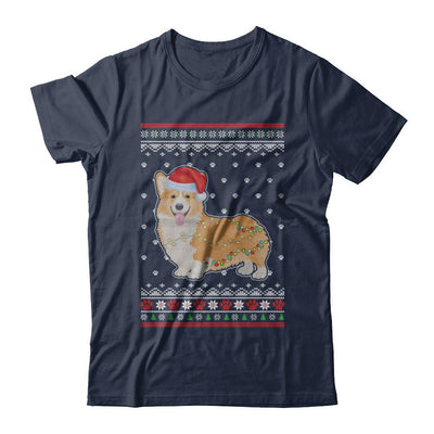 Corgi Christmas Ugly Sweater Lights Dog Xmas Gift-T-Shirt & Sweatshirt-Classic T-Shirt-Navy