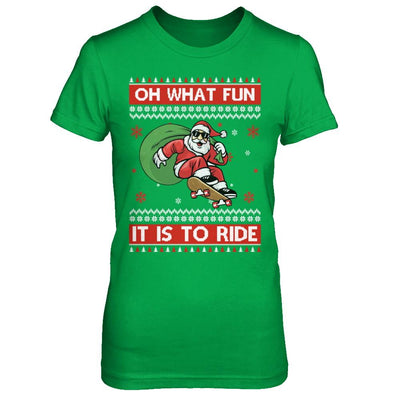 Oh What Fun It Is To Ride Skateboard Christmas Sweater-T-Shirt & Sweatshirt-Women's T-Shirt-Irish Green