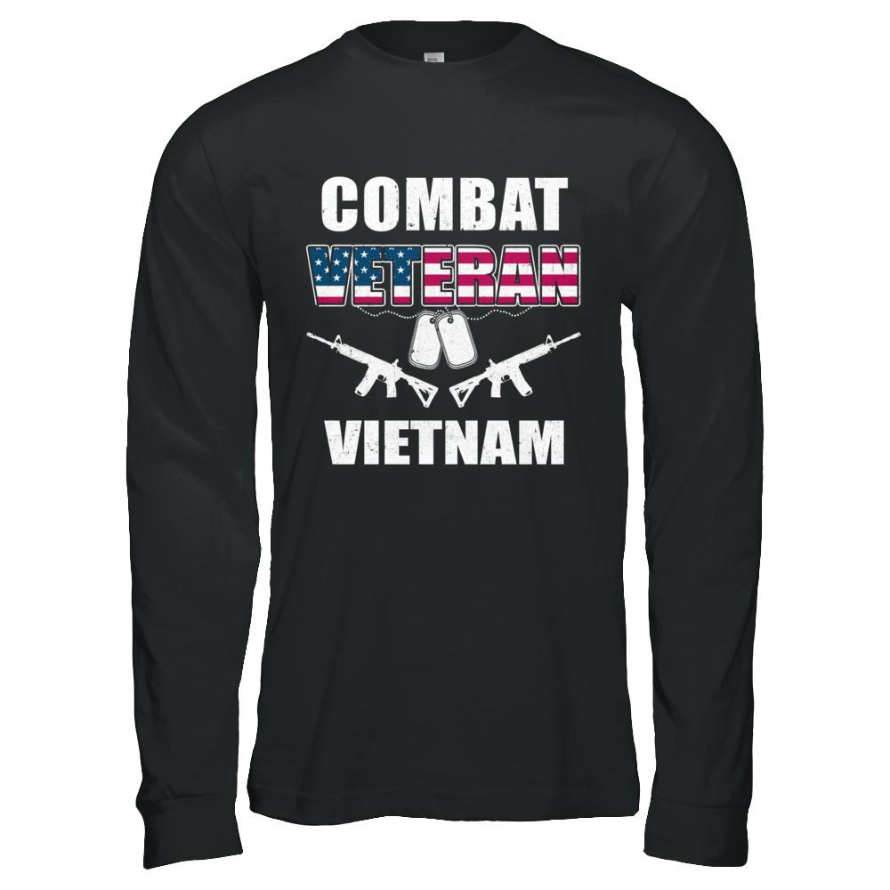 Combat Veteran Vietnam-T-Shirt & Hoodie-Long Sleeve T-Shirt-Black