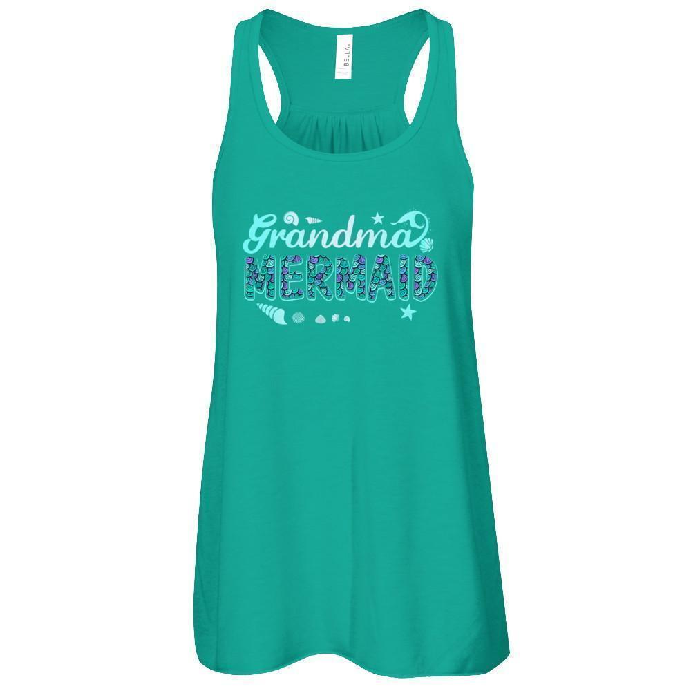 Grandma Mermaid-T-Shirt & Tank Top-Women's Flowy Racerback Tank-Kelly