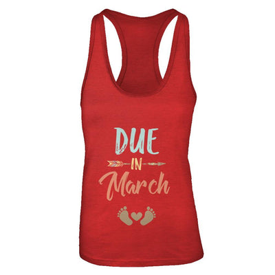 Due Date March 2021 Announcement Mommy Bump Pregnancy-T-Shirt & Tank Top-Women's Ideal Racerback Tank-Red