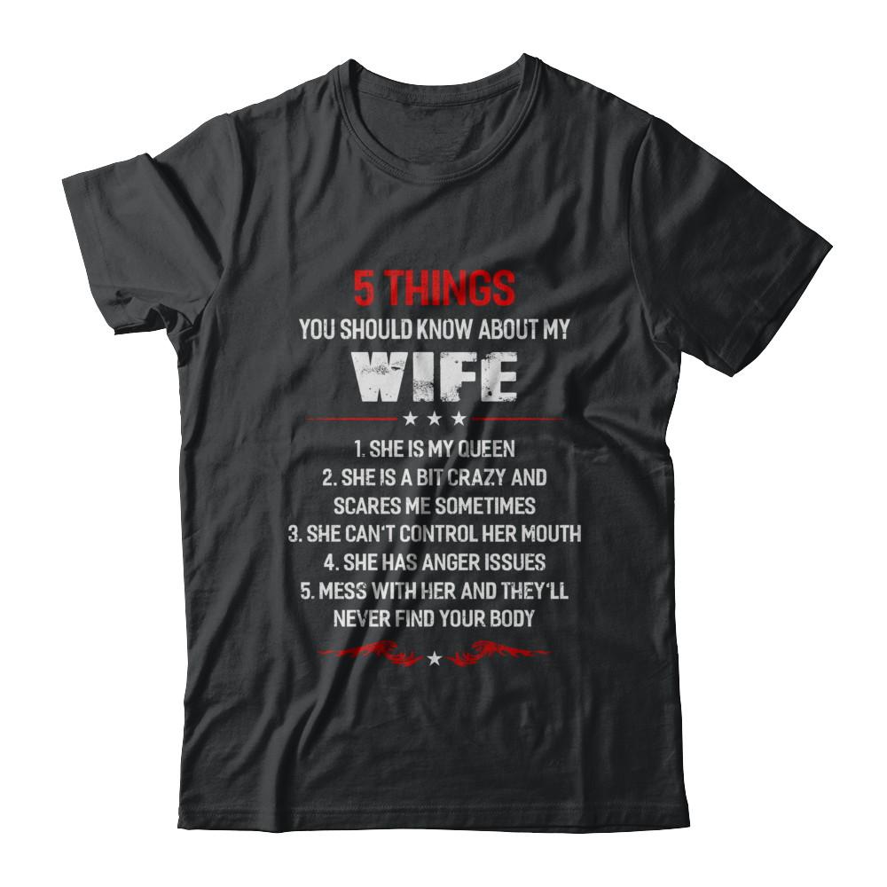 5 Things You Should Know About My Wife Husband-T-Shirt & Hoodie-Classic T-Shirt-Black