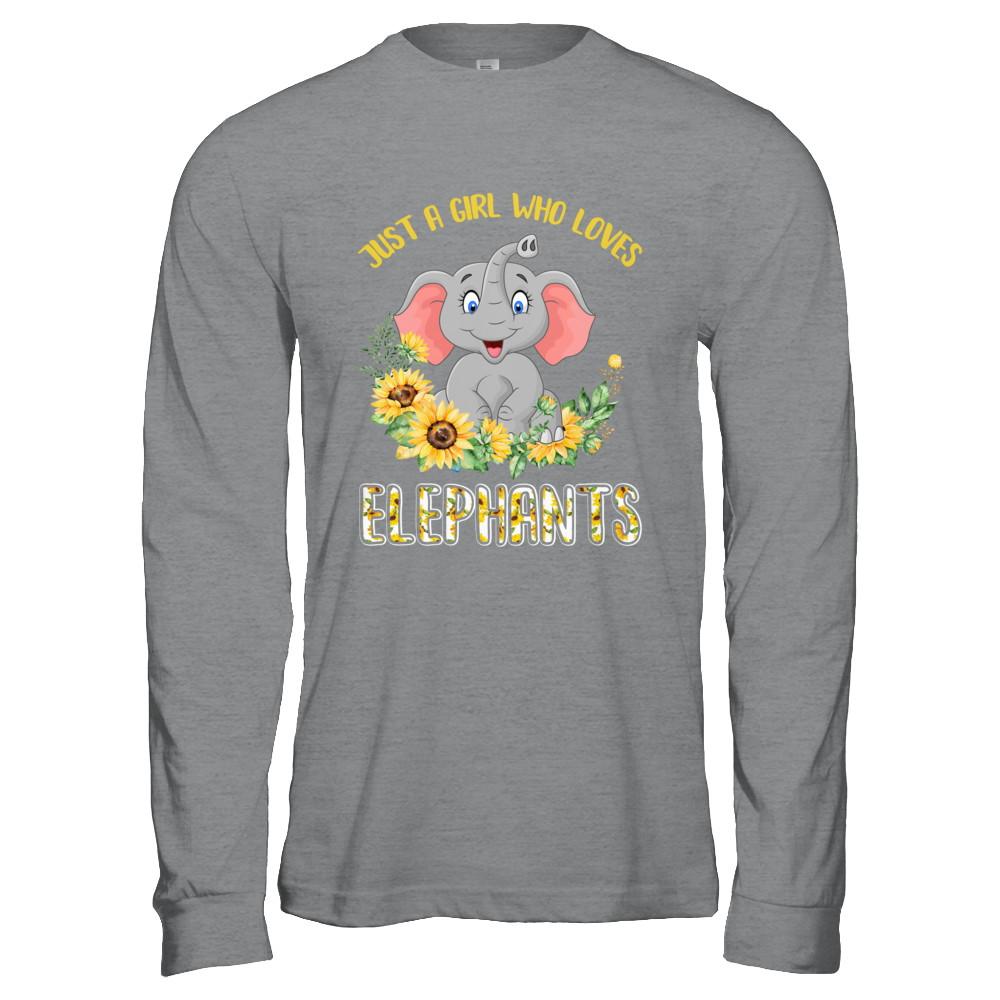 Just A Girl Who Loves Elephants And Sunflowers-T-Shirt & Hoodie-Long Sleeve T-Shirt-Sport Grey