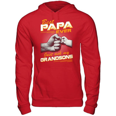 Best Papa Ever Just Ask My Grandsons-T-Shirt & Hoodie-Pullover Hoodie-Red