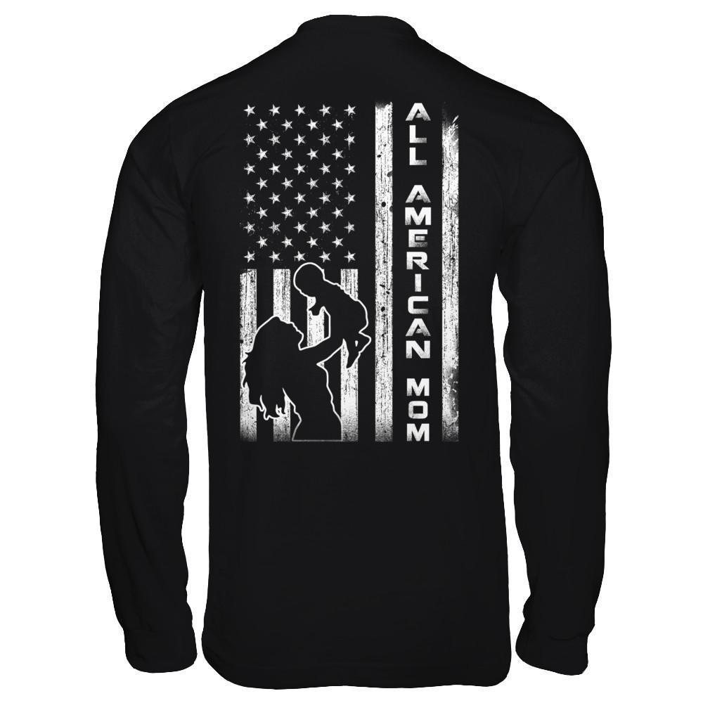 All American Mom Flag-T-Shirt & Hoodie-Long Sleeve T-Shirt-Black