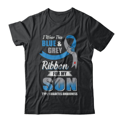 I Wear Blue And Gray For My Son Diabetes Awareness-T-Shirt & Hoodie-Classic T-Shirt-Black
