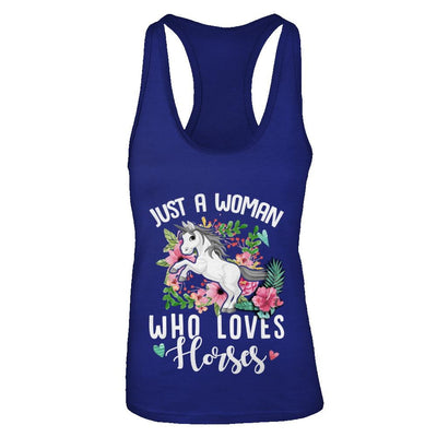 Just A Woman Who Loves Horses-T-Shirt & Tank Top-Women's Ideal Racerback Tank-Royal
