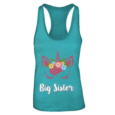 Unicorn Big Sister I'm Going To Be A Big Sister-T-Shirt & Tank Top-Women's Ideal Racerback Tank-Tahiti Blue