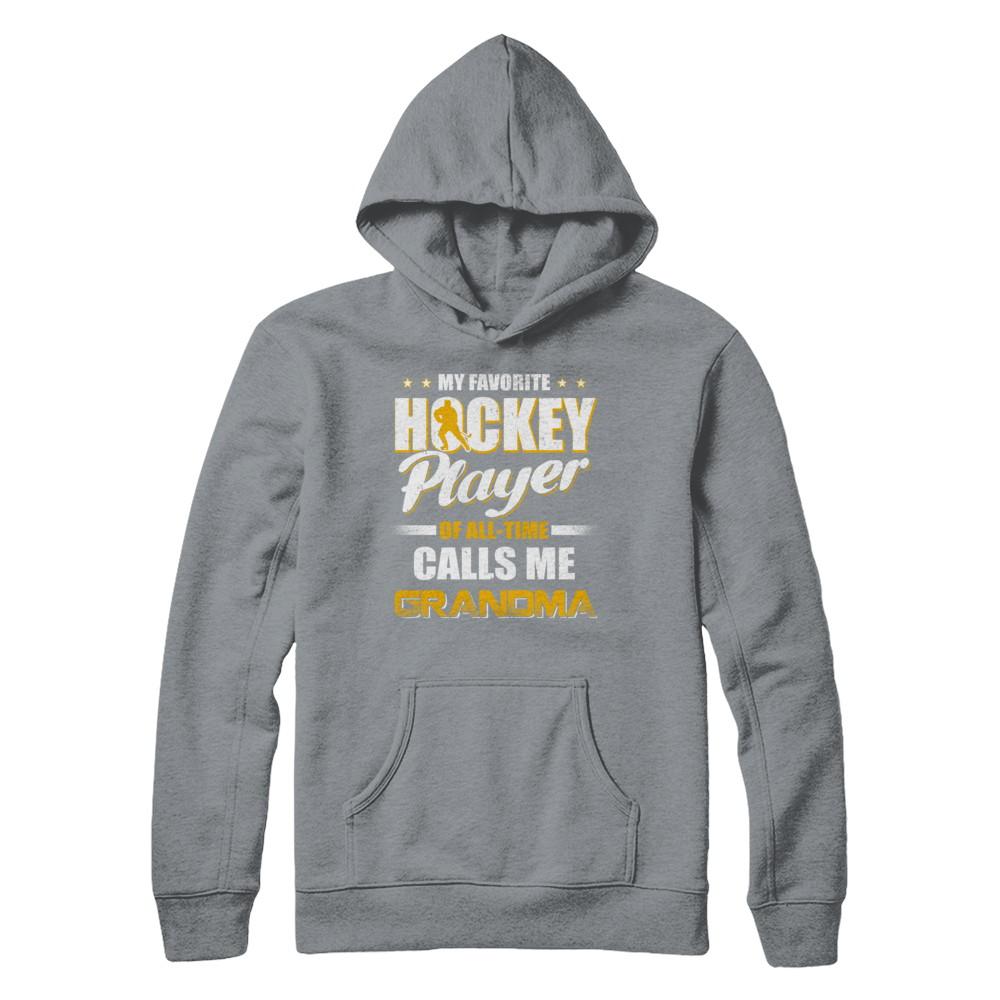 My Favorite Hockey Player Calls Me Grandma Hockey-T-Shirt & Hoodie-Pullover Hoodie-Light Steel
