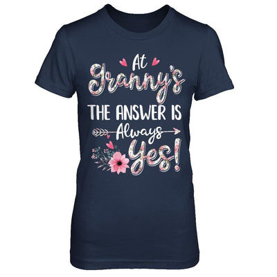 At Granny's The Answer Is Always Yes Floral Mothers Day Gift-T-Shirt & Hoodie-Women's T-Shirt-Navy