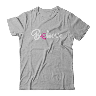 Believe Breast Cancer Awareness Fight-T-Shirt & Sweatshirt-Premium T-Shirt-Heather Gray