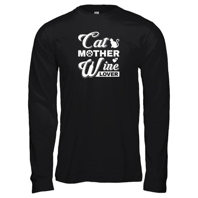 Cat Mother Wine Lover-T-Shirt & Tank Top-Long Sleeve T-Shirt-Black
