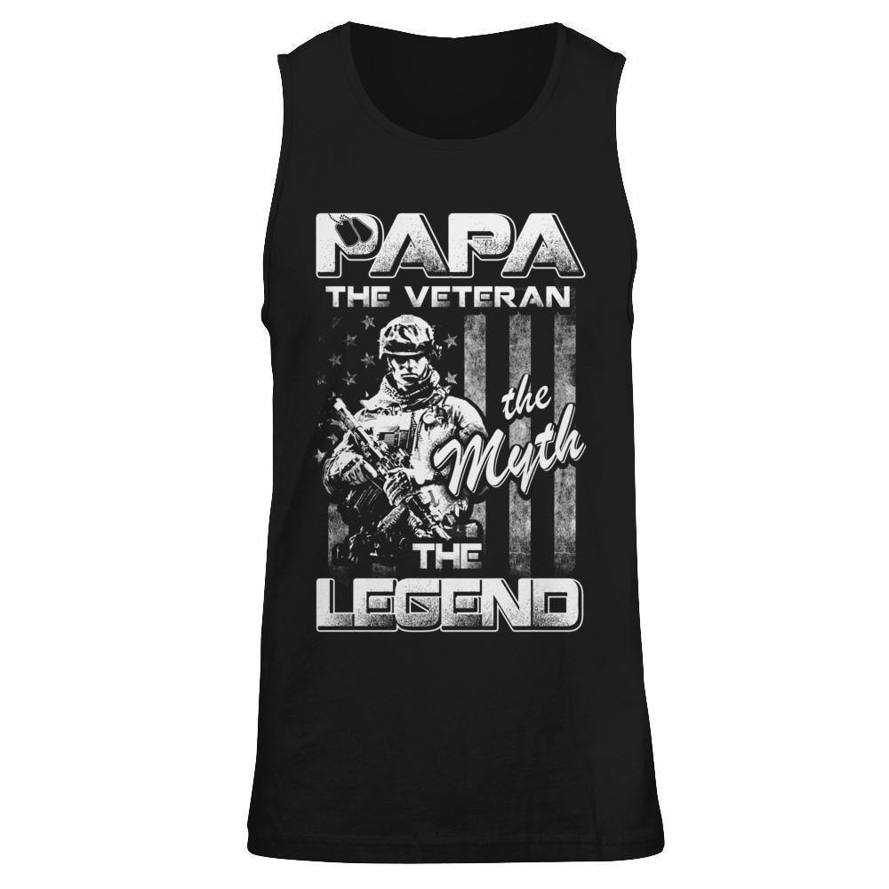 Papa The Veteran The Myth The Legend-T-Shirt & Hoodie-Unisex Tank-Black