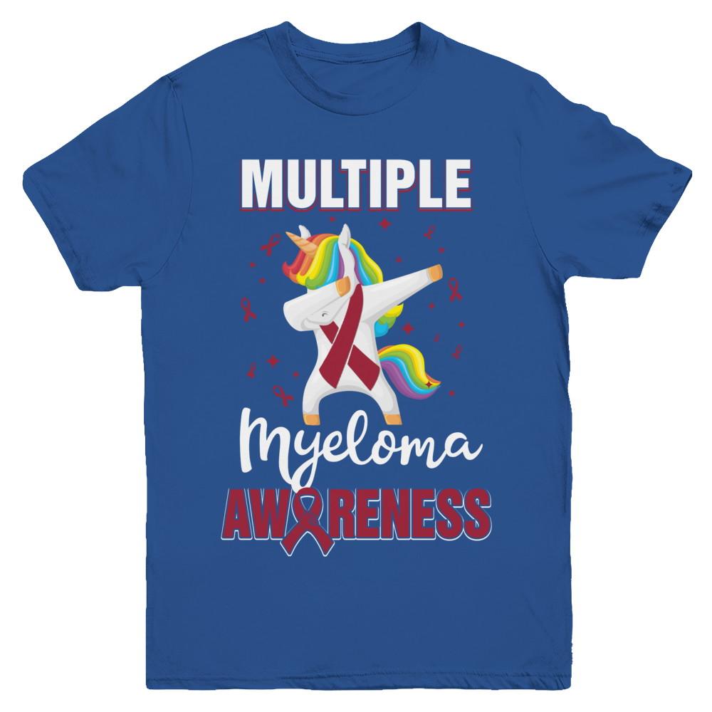 Inspirational Multiple Myeloma Awareness Unicorn Support Youth-Youth Shirt-Youth T-Shirt-Royal