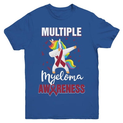 Inspirational Multiple Myeloma Awareness Unicorn Support Youth-Youth Shirt-Youth T-Shirt-Royal