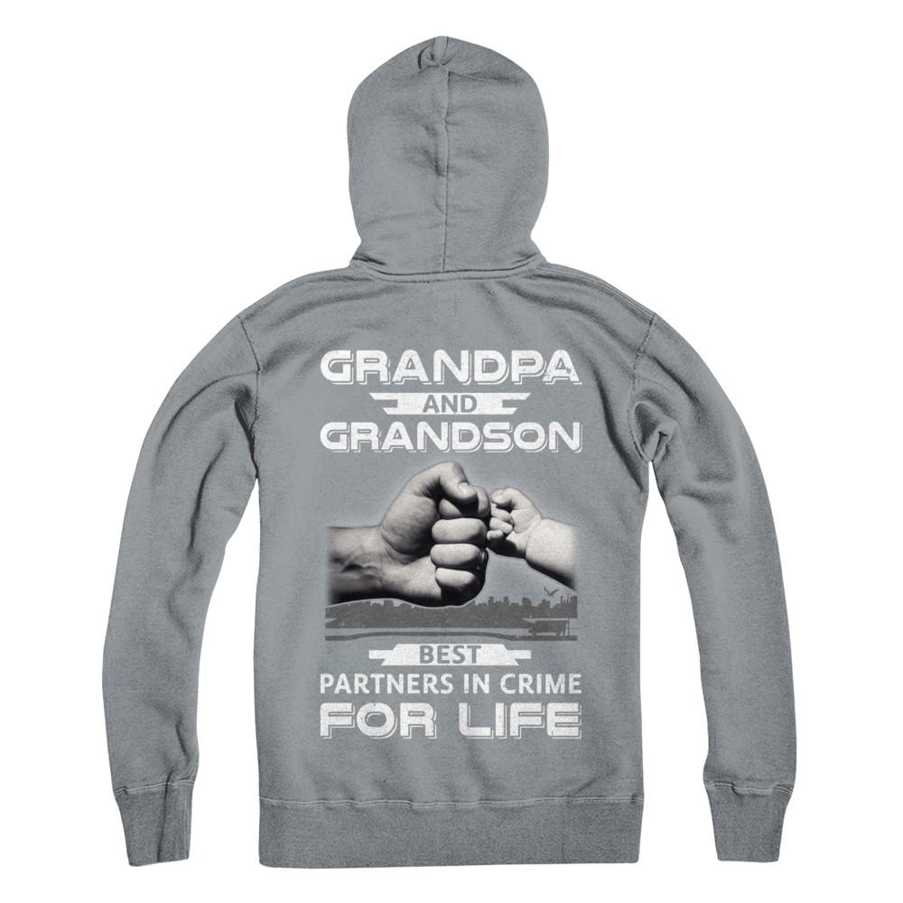 Grandpa And Grandson Best Partners In Crime For Life-T-Shirt & Hoodie-Pullover Hoodie-Light Steel
