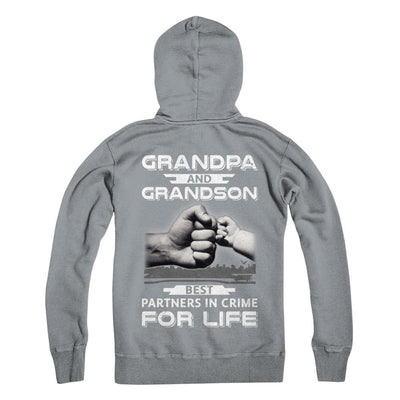 Grandpa And Grandson Best Partners In Crime For Life-T-Shirt & Hoodie-Pullover Hoodie-Light Steel