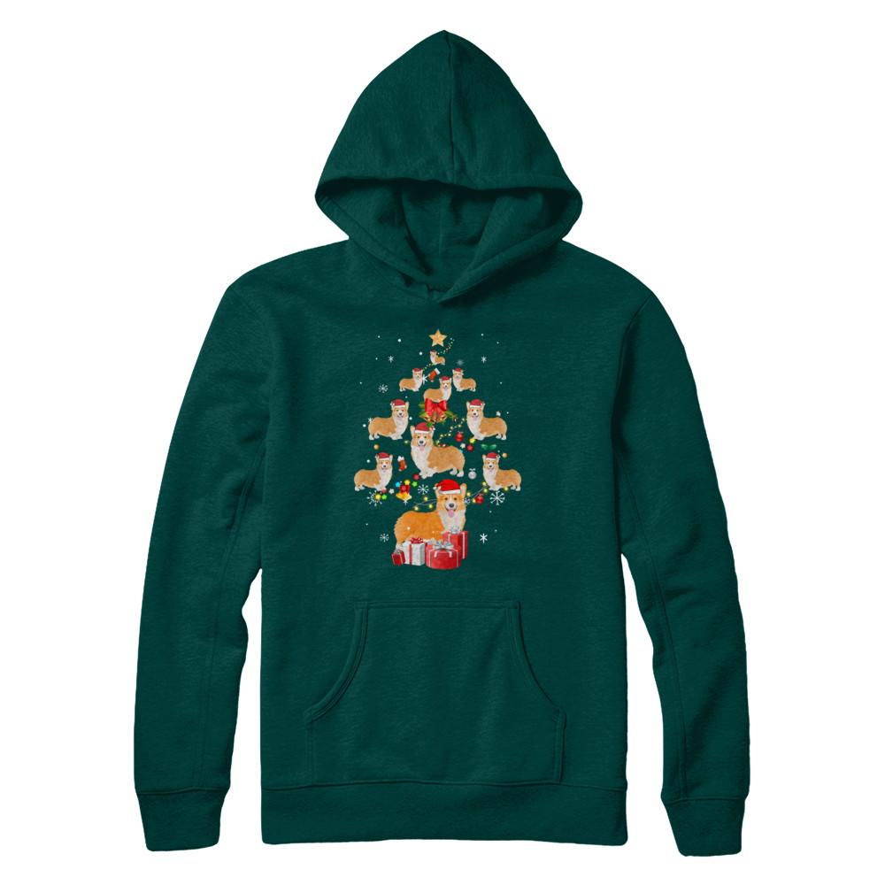 Cute Corgi Christmas Tree Dogs Lover-T-Shirt & Sweatshirt-Pullover Hoodie-Deep Forest