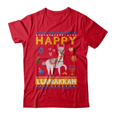 Happy Llama Llamakkah Hanukkah Ugly Sweater-T-Shirt & Sweatshirt-Premium T-Shirt-Red