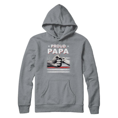 Proud Papa Fireman Firefighter Thin Red Line Flag Fathers Day-T-Shirt & Hoodie-Pullover Hoodie-Light Steel