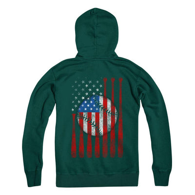 American Flag Vintage Baseball-T-Shirt & Hoodie-Hanes - Heavyweight Pullover Hoodie-Deep Forest