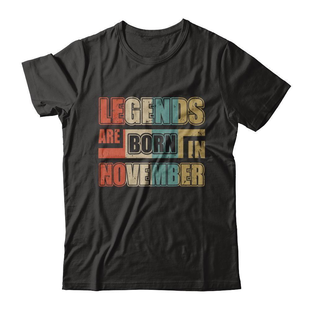 Classic Vintage Legends Are Born In November Birthday-T-Shirt & Hoodie-Classic T-Shirt-Black